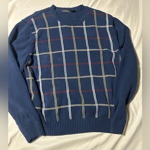 Vtg Saddlebred Men’s Sweater Grid Style Blue XL